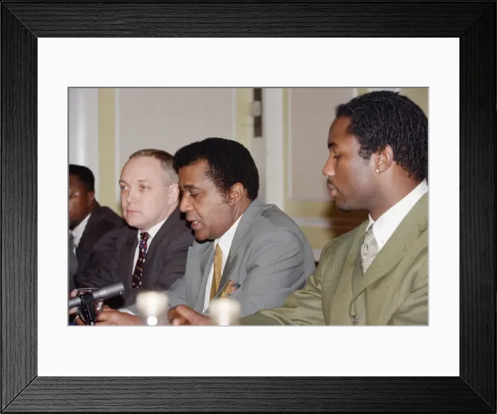 Framed Print : Lennox Lewis with his new trainer Emanuel Steward From The Kronk Gym In Detroit Framed Print : Lennox Lewis with his new trainer Emanuel Steward From The Kronk Gym In Detroit