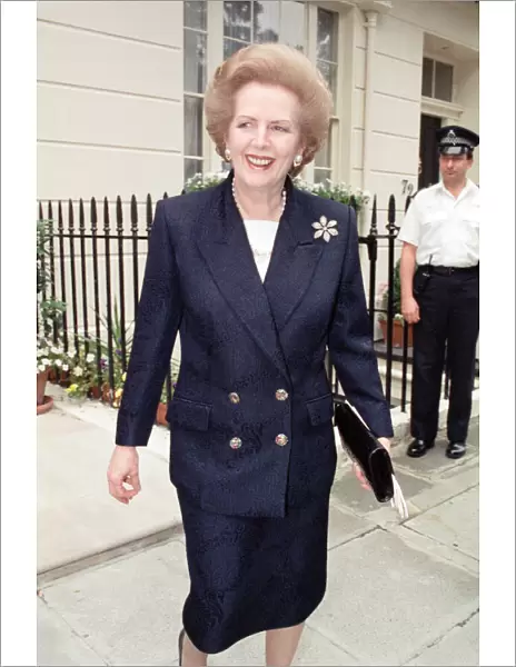 Margaret Thatcher leaving for first day in House of Lords. 30th June 1992