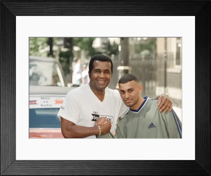Framed Print : Prince Naseem Hamed with his new trainer Emanuel Steward From The Kronk Gym In Detroit Framed Print : Prince Naseem Hamed with his new trainer Emanuel Steward From The Kronk Gym In Detroit