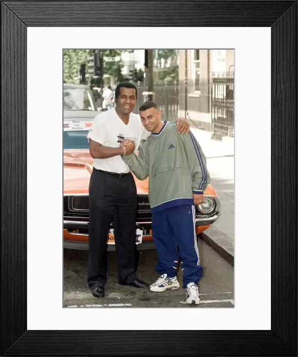 Framed Print : Prince Naseem Hamed with his new trainer Emanuel Steward From The Kronk Gym In Detroit Framed Print : Prince Naseem Hamed with his new trainer Emanuel Steward From The Kronk Gym In Detroit