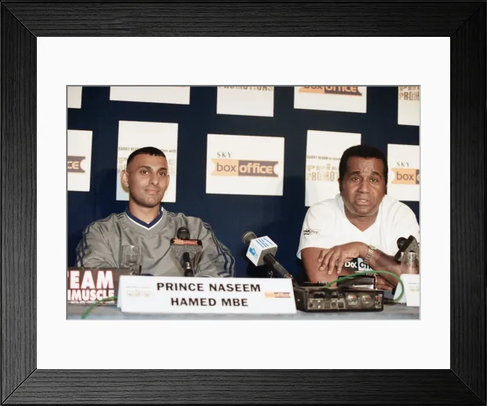 Framed Print : Prince Naseem Hamed with his new trainer Emanuel Steward From The Kronk Gym In Detroit Framed Print : Prince Naseem Hamed with his new trainer Emanuel Steward From The Kronk Gym In Detroit