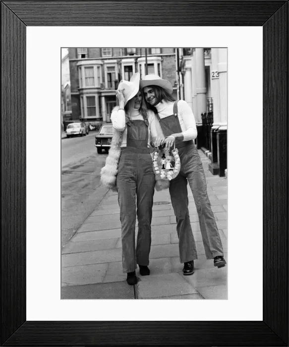 Framed Print : Unisex Wedding. Here come the bride and groom, dressed identically Framed Print : Unisex Wedding. Here come the bride and groom, dressed identically