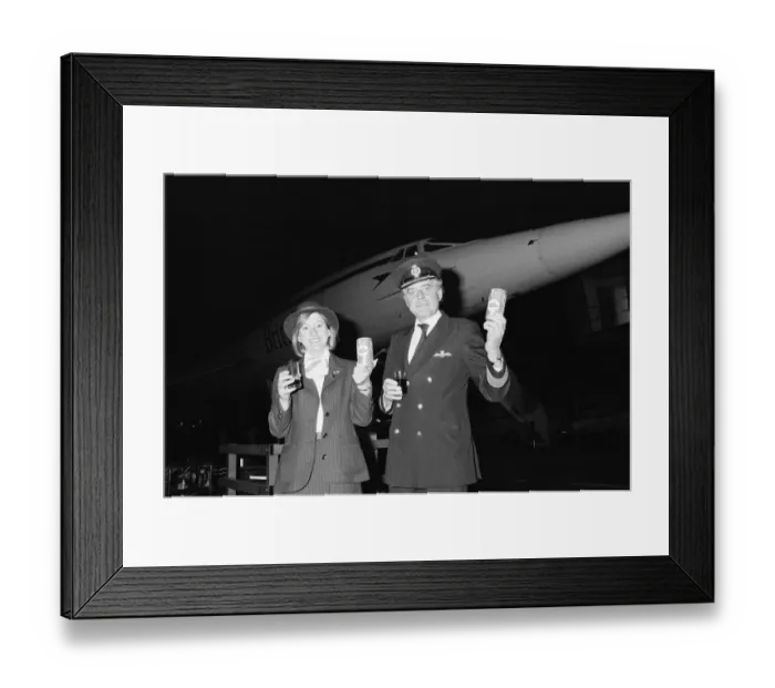Framed Print : British Airways Concorde stewardess Carol Bryant and Concorde captain John Cookdrink