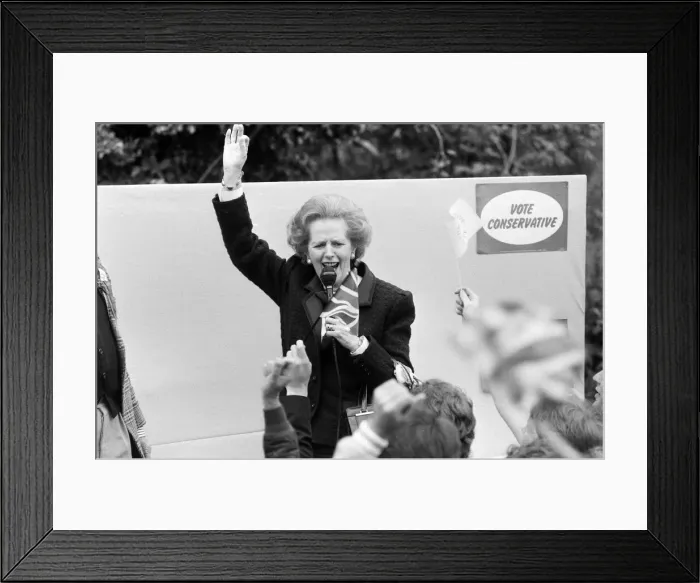 Framed Print : Prime Minister Margaret Thatcher campaigning in Harrogate. 9th June 1987 Framed Print : Prime Minister Margaret Thatcher campaigning in Harrogate. 9th June 1987