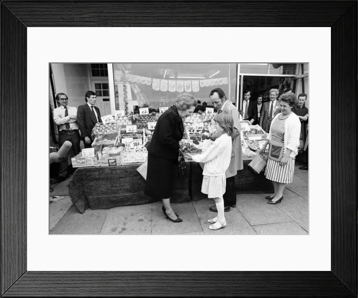 Framed Print : Prime Minister Margaret Thatcher campaigning in Ealing. 30th May 1987 Framed Print : Prime Minister Margaret Thatcher campaigning in Ealing. 30th May 1987