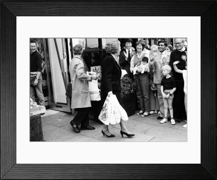 Framed Print : Prime Minister Margaret Thatcher campaigning in Ealing. 30th May 1987 Framed Print : Prime Minister Margaret Thatcher campaigning in Ealing. 30th May 1987