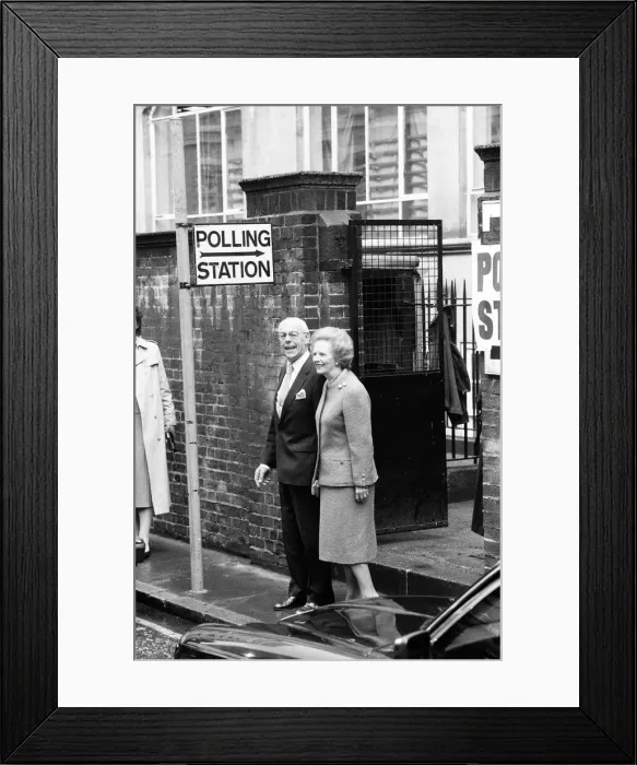 Framed Print : Prime Minister Margaret Thatcher campaigning in Harrogate with her husband Denis Framed Print : Prime Minister Margaret Thatcher campaigning in Harrogate with her husband Denis