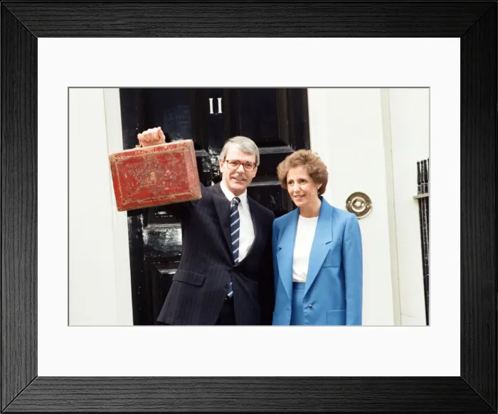 Framed Print : Chancellor of the Exchequer John Major at 11 Downing Street with his wife Norma as he