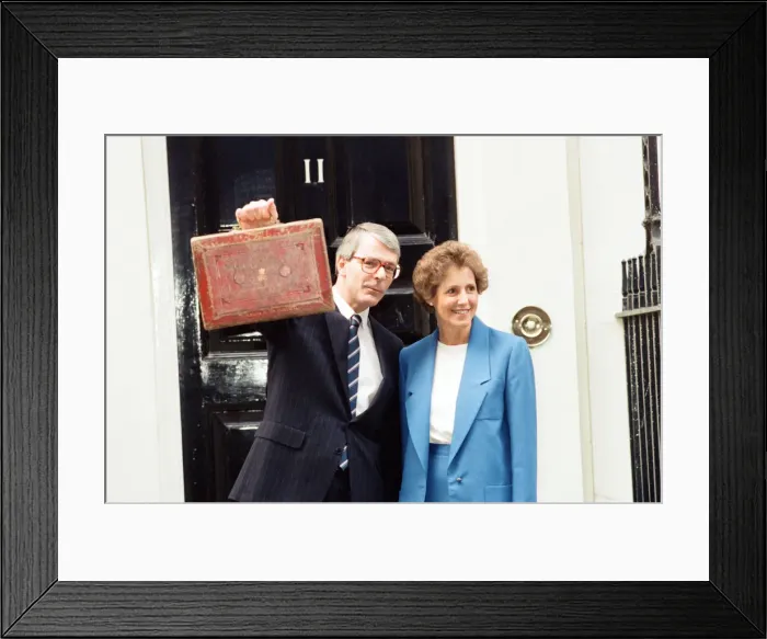 Framed Print : Chancellor of the Exchequer John Major at 11 Downing Street with his wife Norma as he