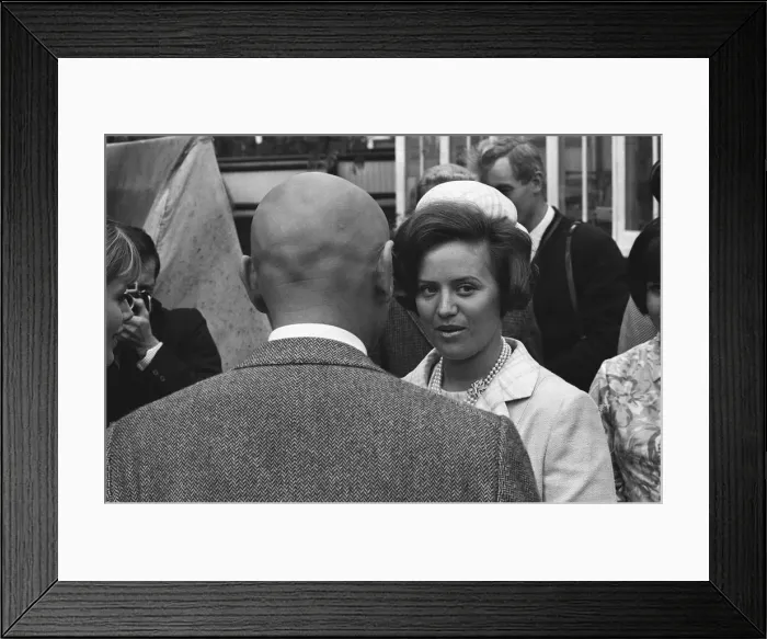 Framed Print : Princess Muna al-Hussein of Jordan is shown around Elstree Studios. 26th July 1966 Framed Print : Princess Muna al-Hussein of Jordan is shown around Elstree Studios. 26th July 1966