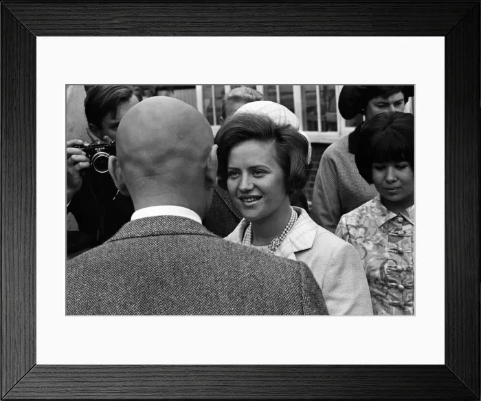 Framed Print : Princess Muna al-Hussein of Jordan is shown around Elstree Studios. 26th July 1966 Framed Print : Princess Muna al-Hussein of Jordan is shown around Elstree Studios. 26th July 1966