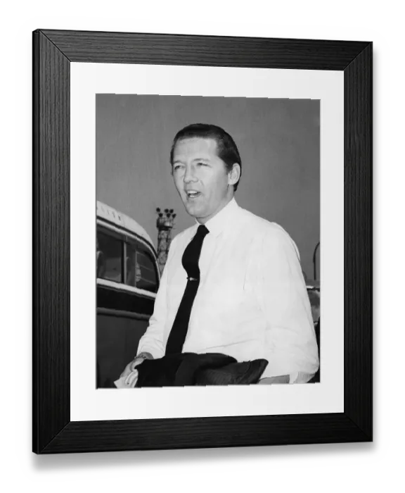 Framed Print : Jerry Lee Lewis, pictured arriving at London Airport to start his second tour of England