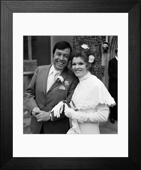 Framed Print : The wedding of actor Bill Treacher and actress Katherine Kessey held at St Leonard