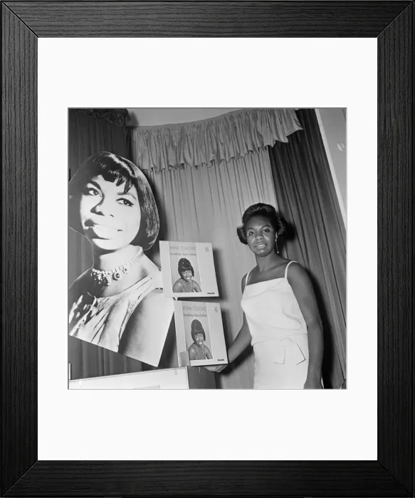 Framed Print : Nina Simone, pictured at a press reception for her Philips Record Company Framed Print : Nina Simone, pictured at a press reception for her Philips Record Company
