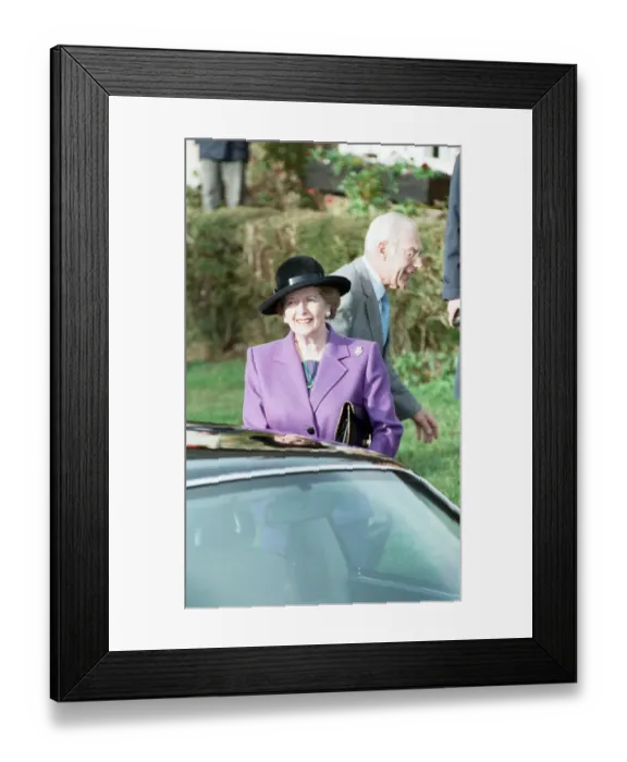 Framed Print : Prime Minister Margaret Thatcher and her husband Denis visit the church near Chequers Framed Print : Prime Minister Margaret Thatcher and her husband Denis visit the church near Chequers
