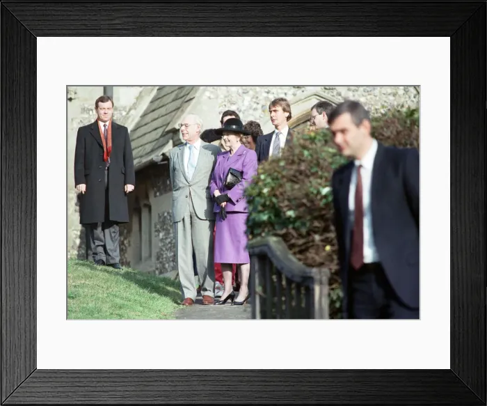 Framed Print : Prime Minister Margaret Thatcher and her husband Denis visit the church near Chequers Framed Print : Prime Minister Margaret Thatcher and her husband Denis visit the church near Chequers