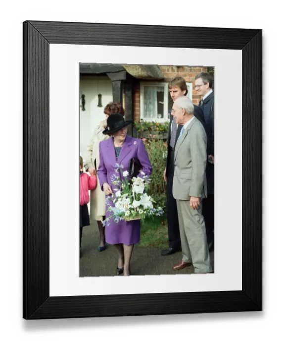 Framed Print : Prime Minister Margaret Thatcher and her husband Denis visit the church near Chequers Framed Print : Prime Minister Margaret Thatcher and her husband Denis visit the church near Chequers