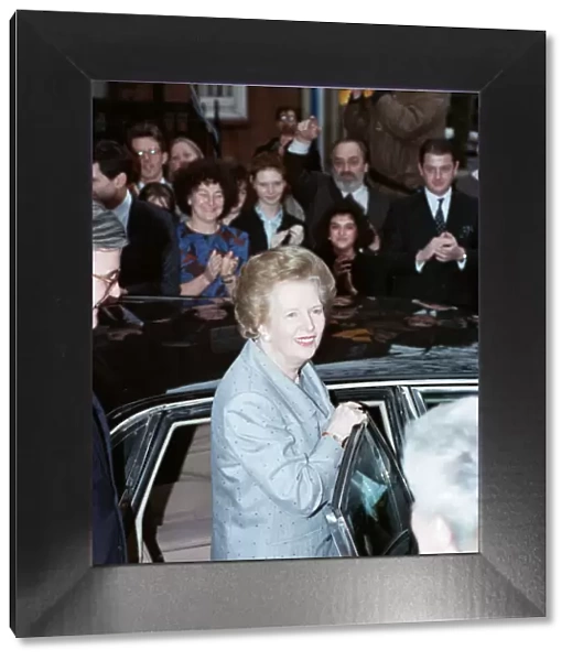 Prime Minister Margaret Thatcher at Conservative headquarters, Smith Square