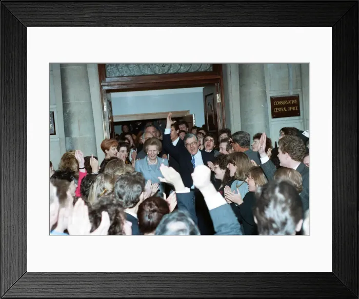 Framed Print : Prime Minister Margaret Thatcher and Kenneth Baker at Conservative headquarters Framed Print : Prime Minister Margaret Thatcher and Kenneth Baker at Conservative headquarters