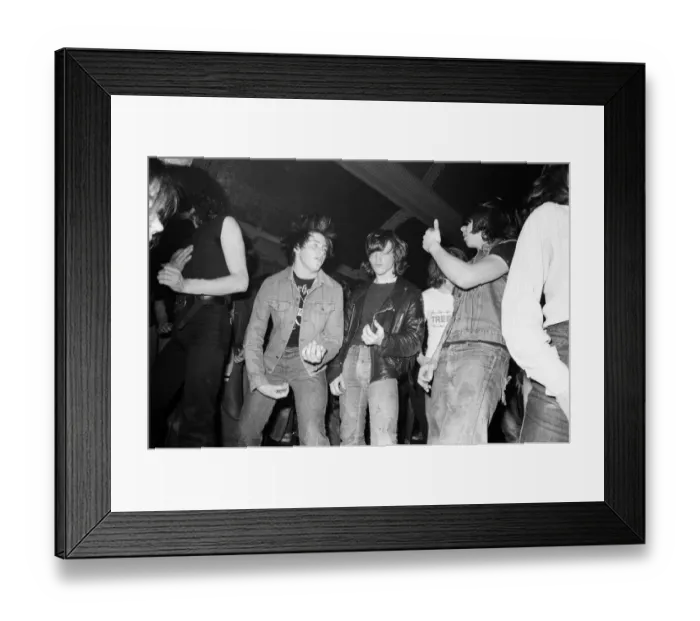 Framed Print : Heavy Metal music fans enjoying a night out. 1981