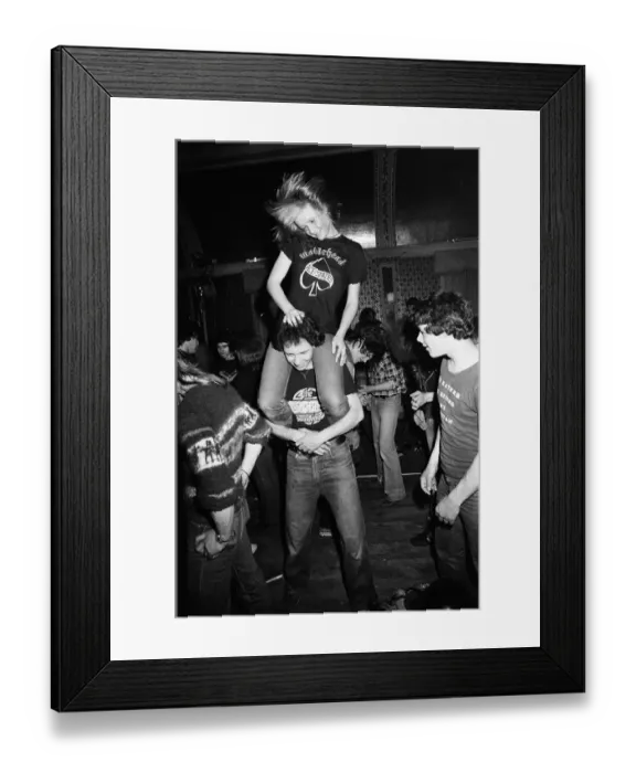 Framed Print : Heavy Metal music fans enjoying a night out. 1981