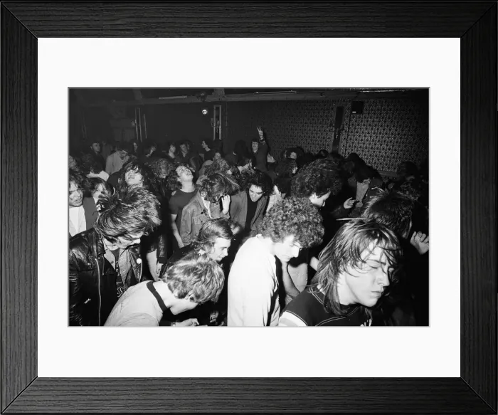 Framed Print : Heavy Metal music fans enjoying a night out. 1981 Framed Print : Heavy Metal music fans enjoying a night out. 1981