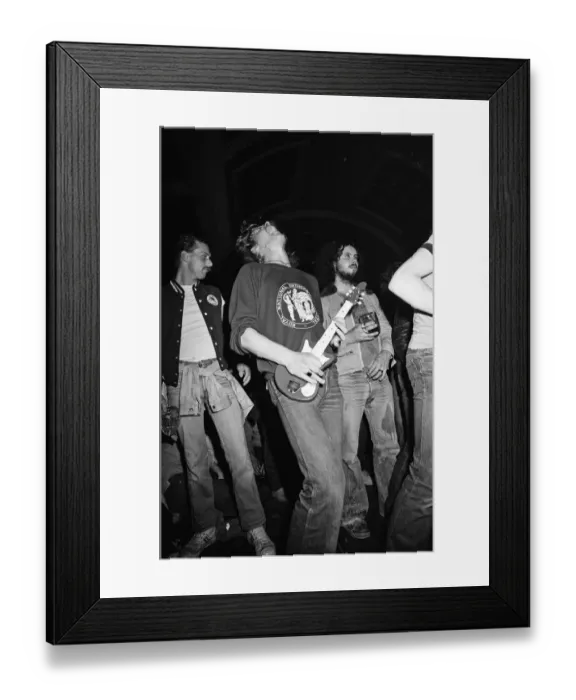 Framed Print : Heavy Metal music fans enjoying a night out. 1981 Framed Print : Heavy Metal music fans enjoying a night out. 1981