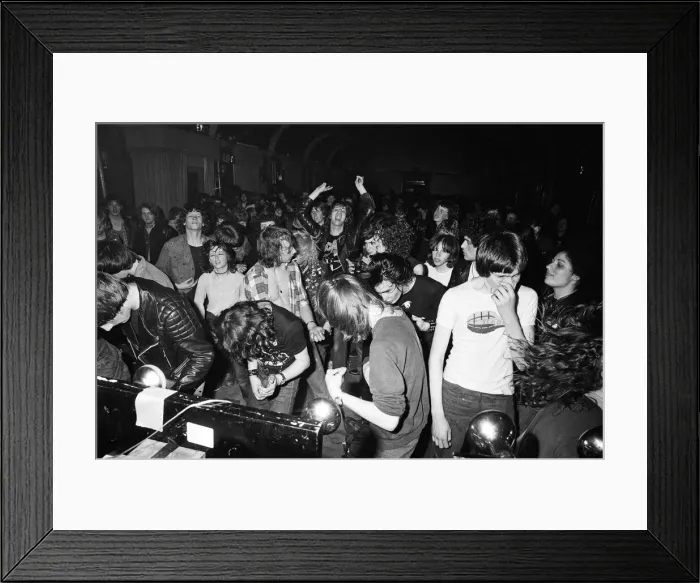 Framed Print : Heavy Metal music fans enjoying a night out. 1981 Framed Print : Heavy Metal music fans enjoying a night out. 1981