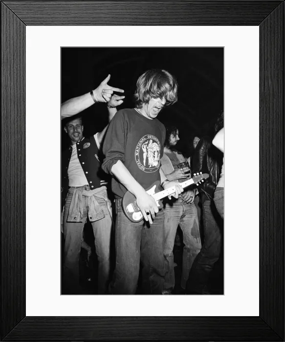 Framed Print : Heavy Metal music fans enjoying a night out. 1981 Framed Print : Heavy Metal music fans enjoying a night out. 1981