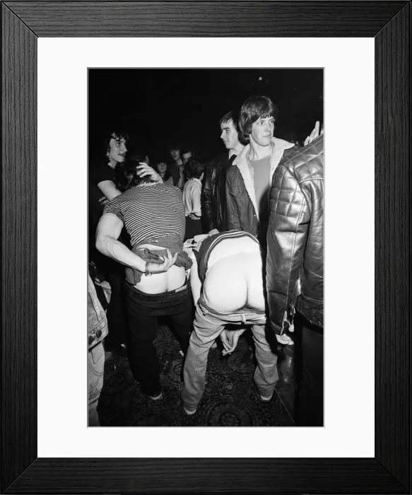 Framed Print : Heavy Metal music fans enjoying a night out. 1981