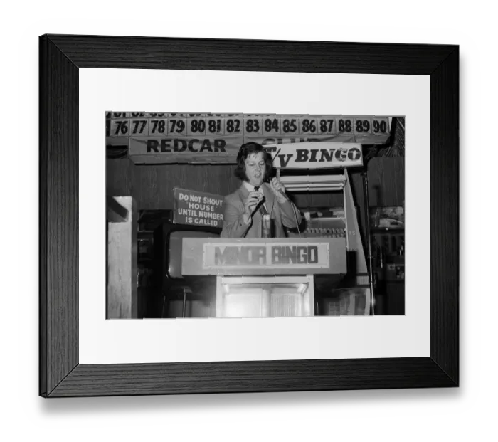 Framed Print : Paul Daniel, bingo caller. 1971