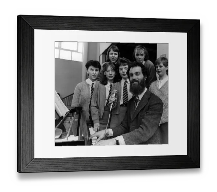 Framed Print : Music master Malcolm Christie and the all-girl Dene School Chamber Choir ahead of their