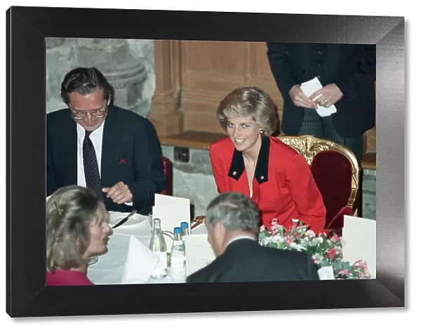 Diana, Princess of Wales attends the launch of the National AIDS Trust at Guildhall