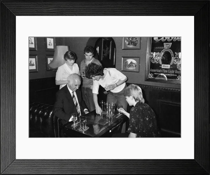 Framed Print : Space Invader machines in a pub. 1980