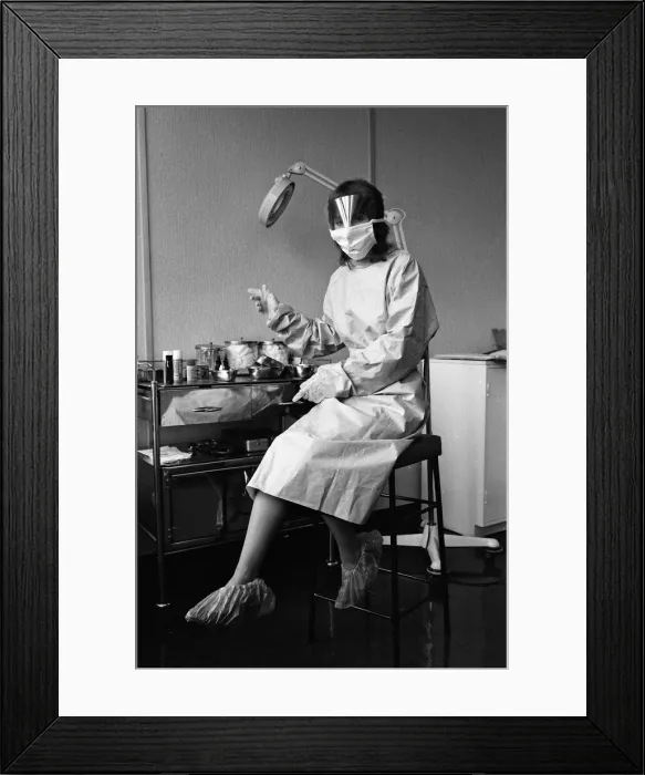 Framed Print : AIDS protection kit. 25th March 1987