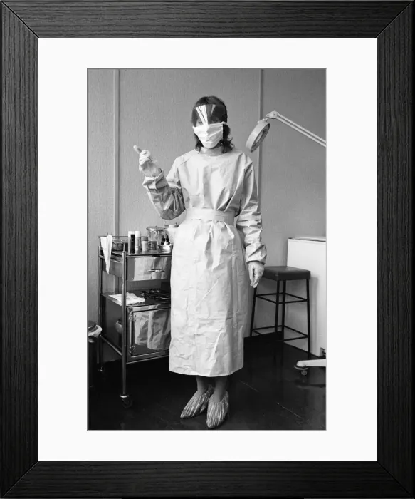 Framed Print : AIDS protection kit. 25th March 1987