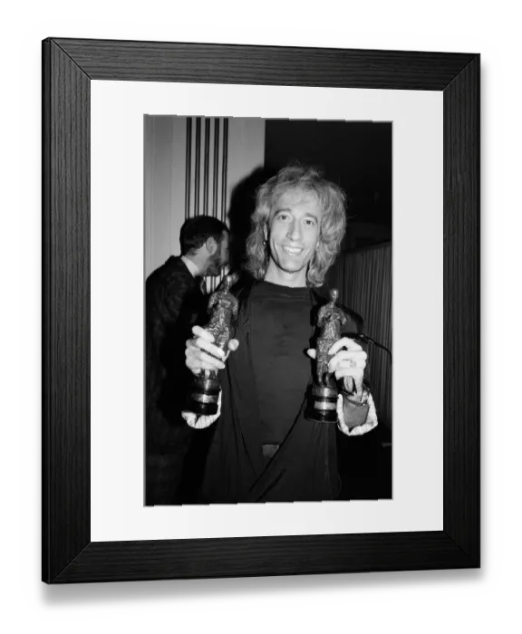 Framed Print : The Ivor Novello Awards. Pictured, Robin Gibb. London, 15th April 1987