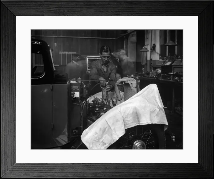 Framed Print : Engines being assembled at the Triumph car factory in Coventry. 23 September 1931 Framed Print : Engines being assembled at the Triumph car factory in Coventry. 23 September 1931