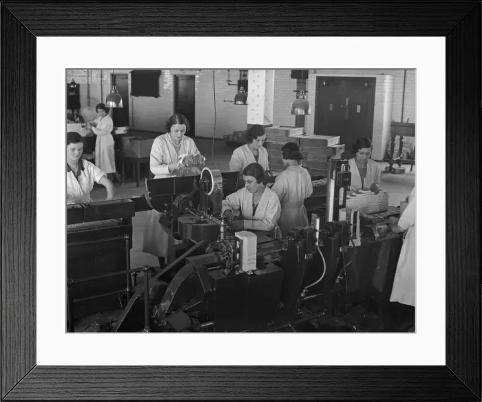 Framed Print : Female workers in the packing department of the Players cigarette factory, Nottingham Framed Print : Female workers in the packing department of the Players cigarette factory, Nottingham
