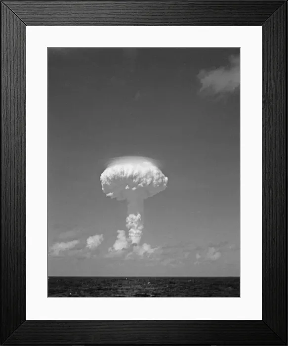 Framed Print : A mushroom cloud rises over the Pacific moments after the detonation of Britain Framed Print : A mushroom cloud rises over the Pacific moments after the detonation of Britain