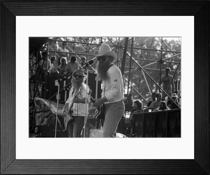 Framed Print : ZZ Top performing at Monsters of Rock festival. Castle Donington. 20th August 1983 Framed Print : ZZ Top performing at Monsters of Rock festival. Castle Donington. 20th August 1983