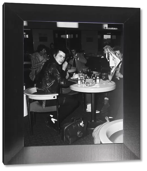 The Sex Pistols at Heathrow Airport before flying off for an American tour