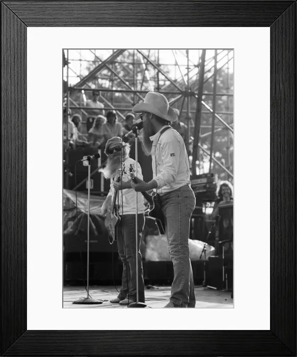 Framed Print : ZZ Top performing at Monsters of Rock festival. Castle Donington. 20th August 1983 Framed Print : ZZ Top performing at Monsters of Rock festival. Castle Donington. 20th August 1983