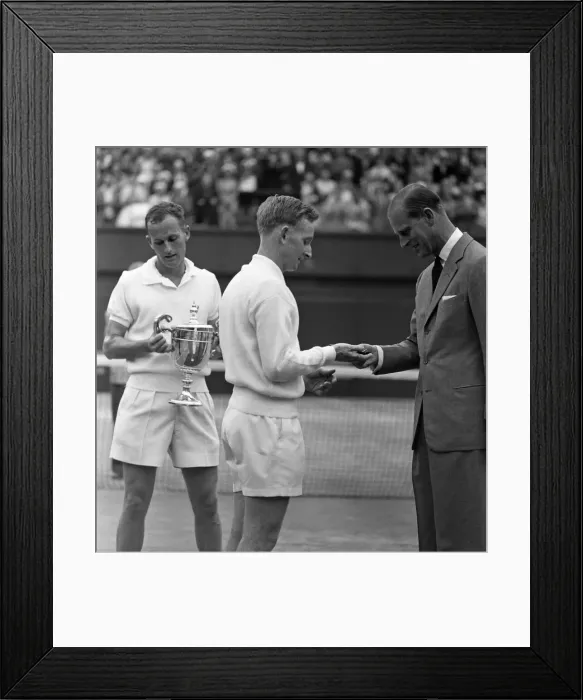Framed Print : 1960 Wimbledon Championships - Mens singles final. winner Neale Fraser alongside Rod