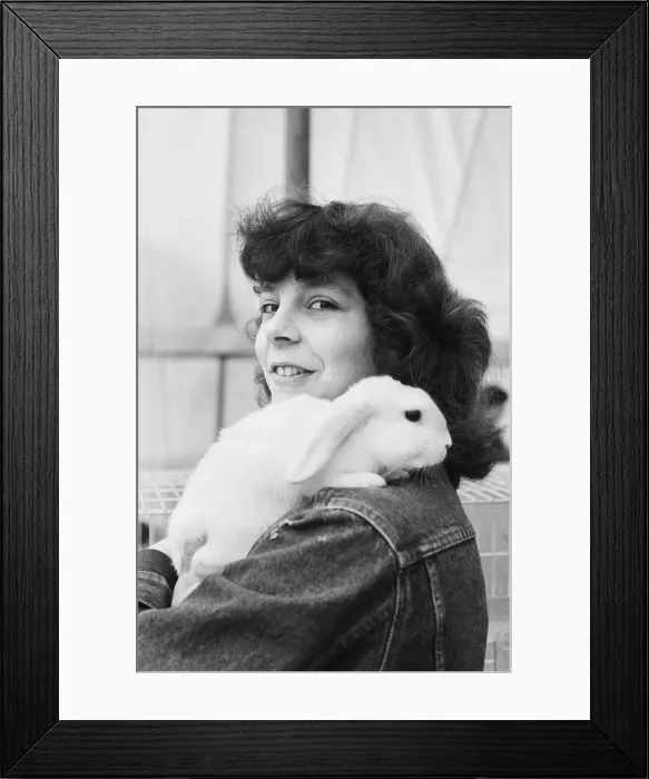 Framed Print : Reading show, in Reading Berkshire. (Picture) Girl at the show holding a rabbit Framed Print : Reading show, in Reading Berkshire. (Picture) Girl at the show holding a rabbit