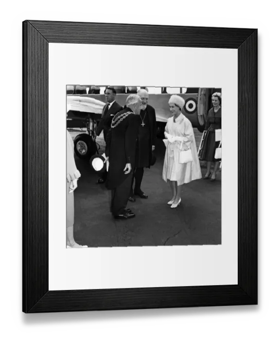 Framed Print : Princess Margaret arriving at Elmdon Airport, Birmingham