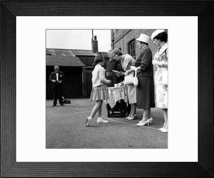 Framed Print : Princess Alexandra of Kent visits the Greencoat and Redcoat Schools in Stepney, London