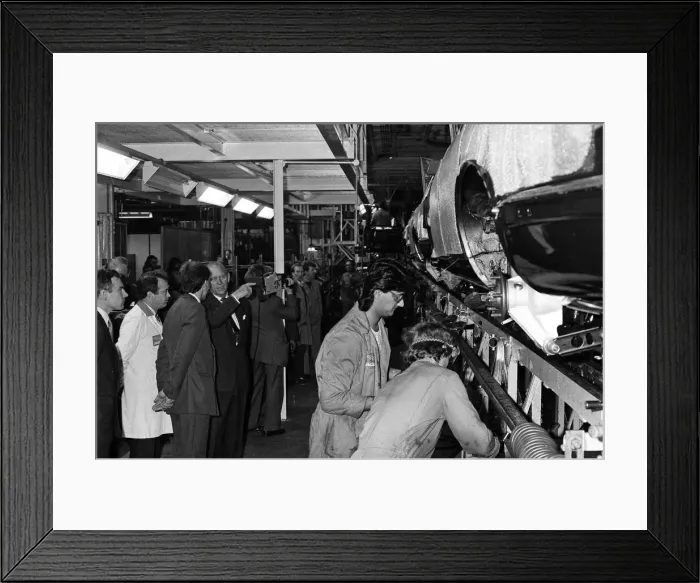 Framed Print : Prince Philip, Duke of Edinburgh visits the Jaguar assembly plant at Browns Lane Framed Print : Prince Philip, Duke of Edinburgh visits the Jaguar assembly plant at Browns Lane