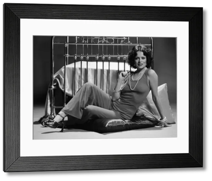 Framed Print : Nightwear Fashion Feature, Kathy McKinnon, Model wearing Stretch Polyester