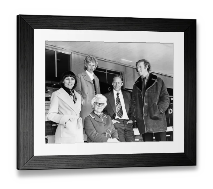Framed Print : The Charlton Family in 1974. Picture shoes Left - Mrs Bobby Charlton Framed Print : The Charlton Family in 1974. Picture shoes Left - Mrs Bobby Charlton